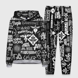 Мужской костюм с толстовкой 3D Логотипы рок групп