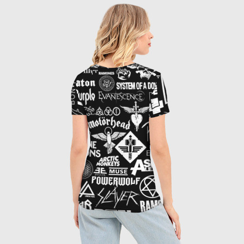Женская футболка 3D Slim Логотипы рок групп, цвет 3D печать - фото 4