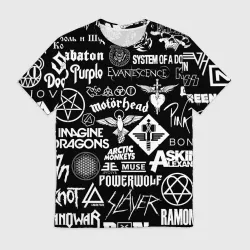 Мужская футболка 3D Логотипы рок групп