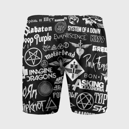 Мужские шорты спортивные Логотипы рок групп, цвет 3D печать - фото 2