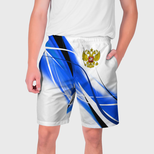 Мужские шорты 3D с принтом РОССИЯ | RUSSIA, вид спереди #2