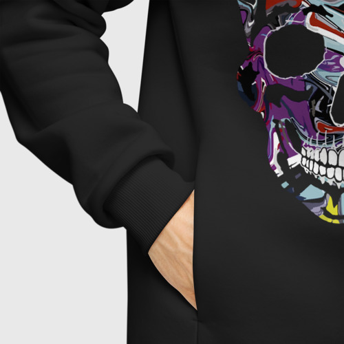 Мужское худи Oversize хлопок Vanguard skull - pop art, цвет черный - фото 8