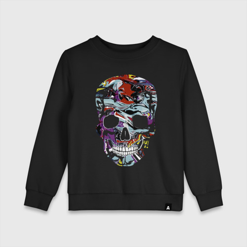 Детский свитшот хлопок Vanguard skull - pop art, цвет черный