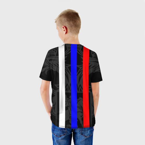 Детская футболка 3D с принтом Россия, вид сзади #2