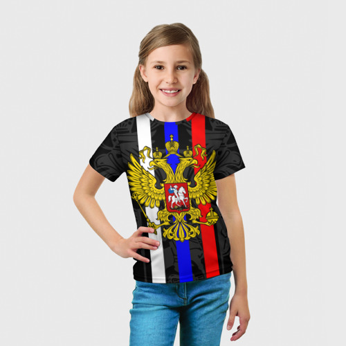 Детская футболка 3D с принтом Россия, вид сбоку #3
