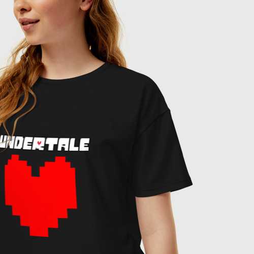 Женская футболка хлопок Oversize Undertale heart, цвет черный - фото 3