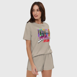 Женская пижама с шортиками хлопок Разноцветная нарезка ДжоДжо - фото 2