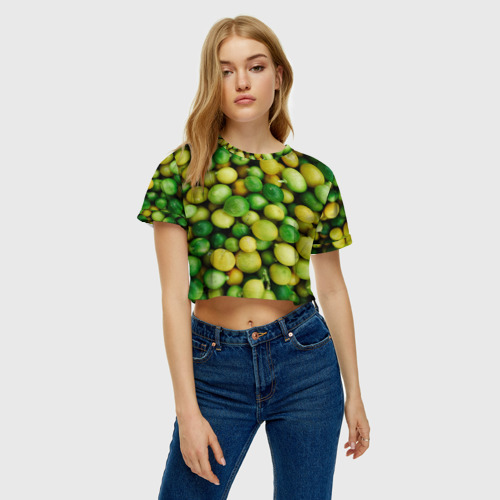 Женская футболка Crop-top 3D Цытрусы, цвет 3D печать - фото 3