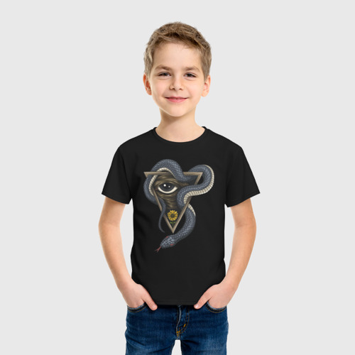 Детская футболка хлопок с принтом Иллюминаты, фото на моделе #1