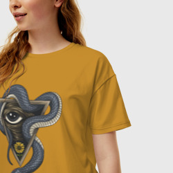 Женская футболка хлопок Oversize Иллюминаты змеи - фото 2