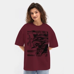 Женская футболка Oversize хлопок texturе Ева 01 Берсерк Евангелион Eva - фото 2