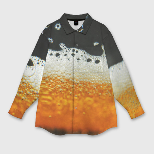 Мужская рубашка оверсайз с принтом Темное пиво, вид спереди №1