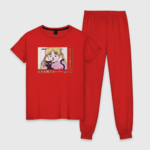Женская пижама хлопок Sailor Moon Usagi Tsukino Luna, цвет красный