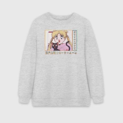 Женский свитшот oversize без начеса хлопок Sailor Moon Usagi Tsukino Luna