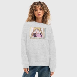 Женский свитшот oversize без начеса хлопок Sailor Moon Usagi Tsukino Luna - фото 2