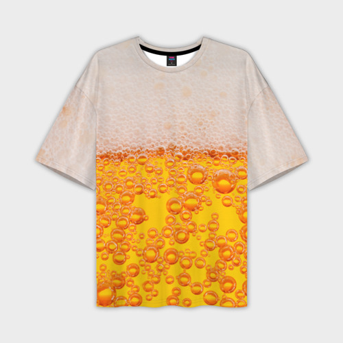 Мужская футболка oversize 3D Пиво с пеной, цвет 3D печать