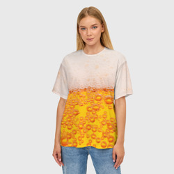Женская футболка oversize 3D Пиво с пеной - фото 2