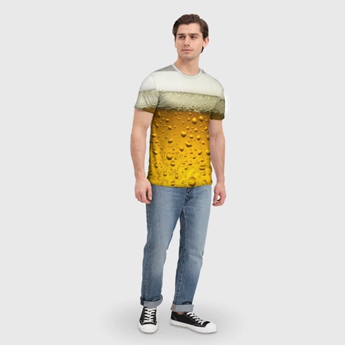 Мужская футболка 3D с принтом Пиво текстура, вид сбоку #3
