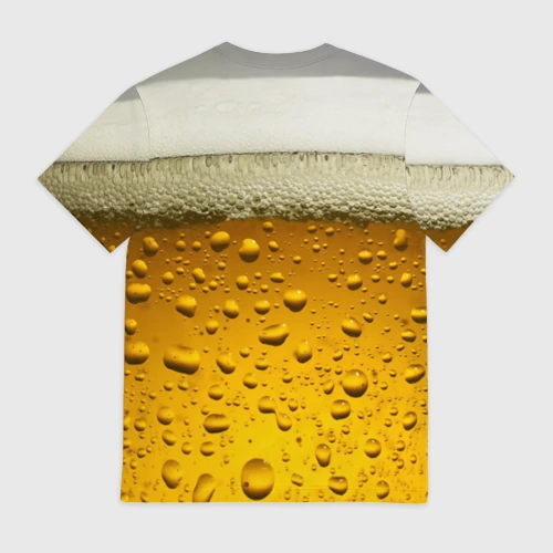 Мужская футболка 3D с принтом Пиво текстура, вид сзади #1