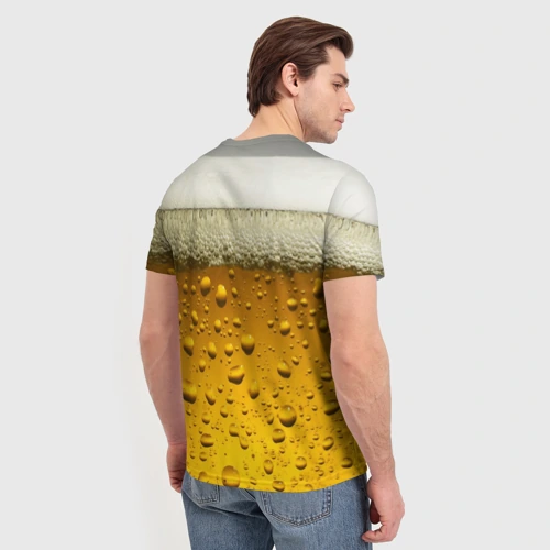 Мужская футболка 3D с принтом Пиво текстура, вид сзади #2