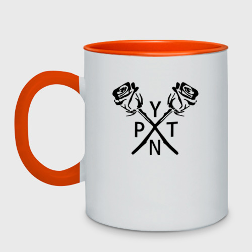 Кружка двухцветная PYTN X ROSE., цвет белый + оранжевый