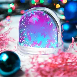 Игрушка Снежный шар Неоновые пальмы - фото 2