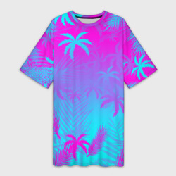 Платье-футболка 3D Неоновые пальмы