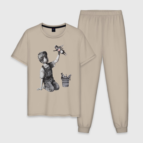 Мужская пижама хлопок Banksy, цвет миндальный