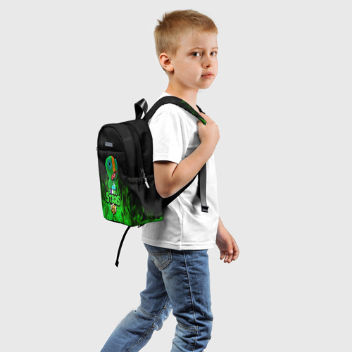 Детский рюкзак 3D с принтом Леон из Бравл Старс, вид сзади #1