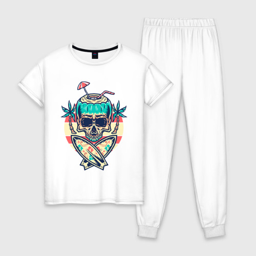 Женская пижама хлопок Skull Summer, цвет белый