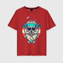 Skull Summer – Женская футболка хлопок Oversize с принтом купить со скидкой в -16%