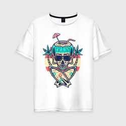 Женская футболка хлопок Oversize Skull Summer