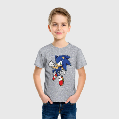 Детская футболка хлопок с принтом Соник, фото на моделе #1