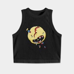 Женская укороченная майка-топ хлопок Cyberpunk 2077 Smile