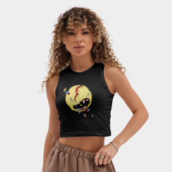 Женская укороченная майка-топ хлопок Cyberpunk 2077 Smile - фото 2