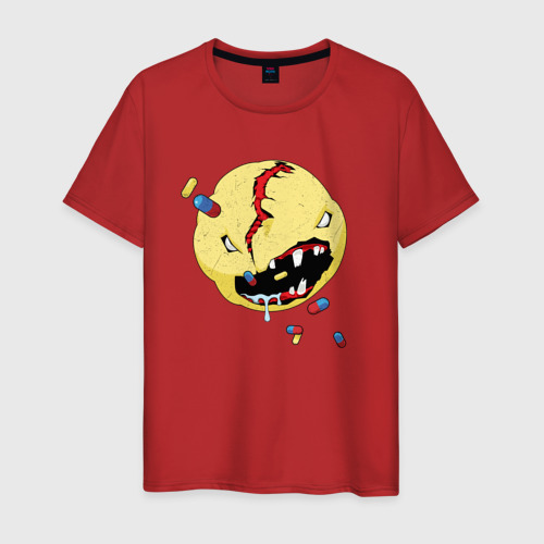 Мужская футболка хлопок Cyberpunk 2077 Smile, цвет красный