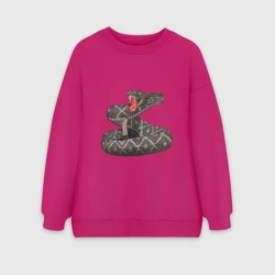 Женский свитшот oversize без начеса хлопок Гремучая змея
