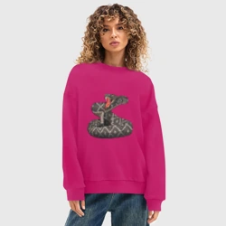 Женский свитшот oversize без начеса хлопок Гремучая змея - фото 2
