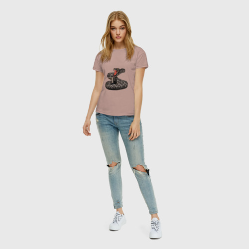 Женская футболка хлопок с принтом Гремучая змея, вид сбоку #3