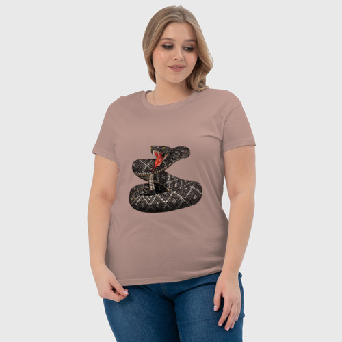 Женская футболка хлопок с принтом Гремучая змея, фото #4