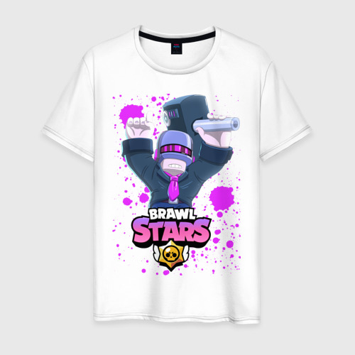 Мужская футболка хлопок BRAWL STARS DJ FRANK, цвет белый