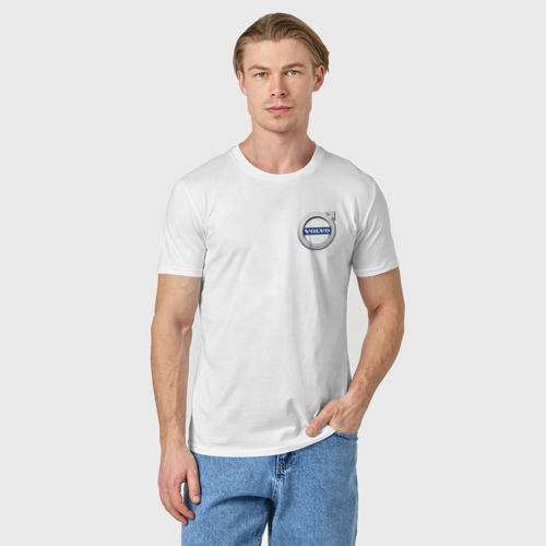 Мужская футболка хлопок Volvo, цвет белый - фото 3