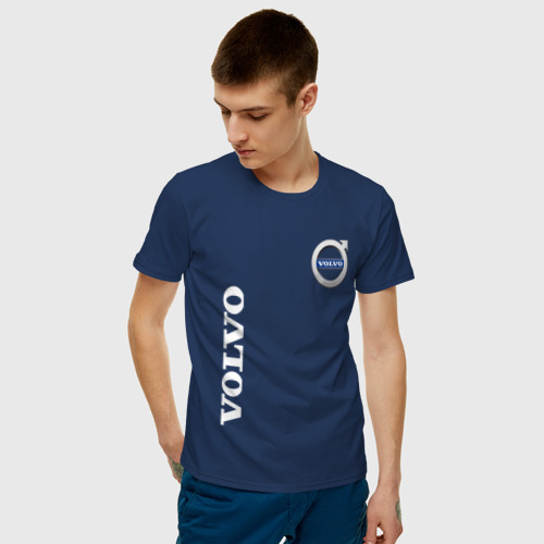 Мужская футболка хлопок VOLVO., цвет темно-синий - фото 3