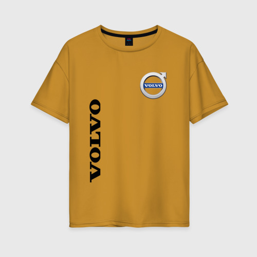 Женская футболка хлопок Oversize Volvo, цвет горчичный