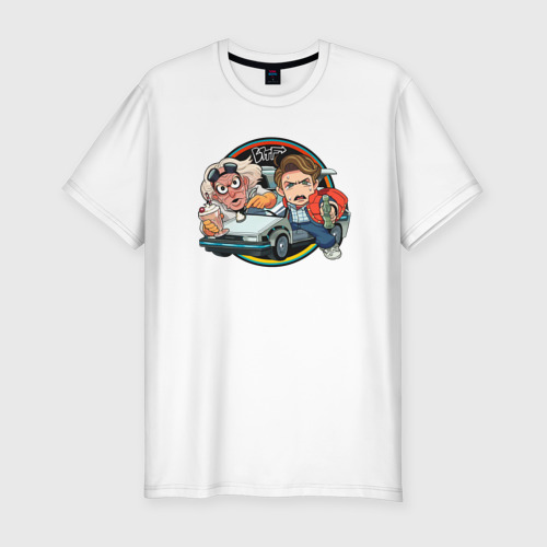Мужская приталенная футболка из хлопка с принтом Back to the Future, вид спереди №1