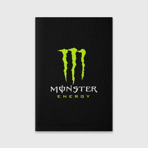 Обложка для паспорта матовая кожа Monster energy, цвет черный