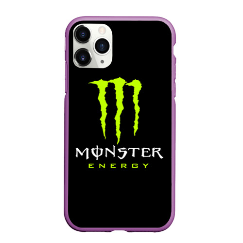 Чехол для iPhone 11 Pro Max матовый Monster energy, цвет фиолетовый