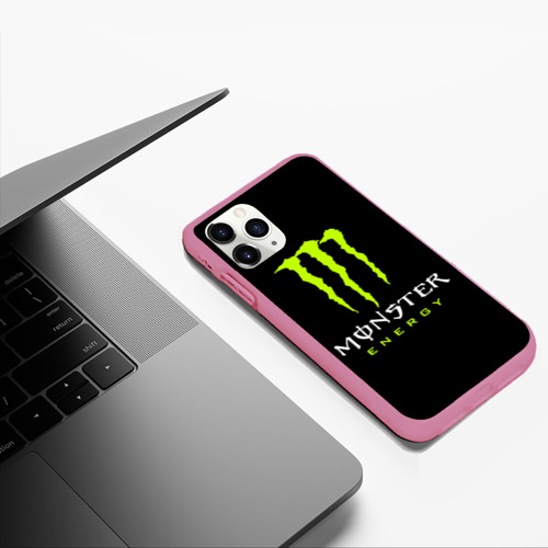 Чехол для iPhone 11 Pro Max матовый Monster energy, цвет малиновый - фото 5