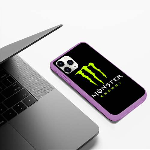 Чехол для iPhone 11 Pro Max матовый Monster energy, цвет фиолетовый - фото 5