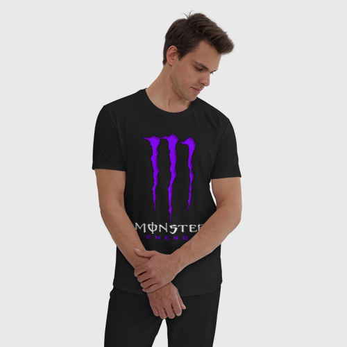 Мужская пижама хлопок Monster energy, цвет черный - фото 3